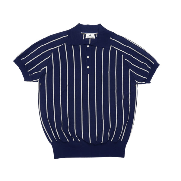 DRY KNIT STRIPE POLO SHIRTS/NAVY
