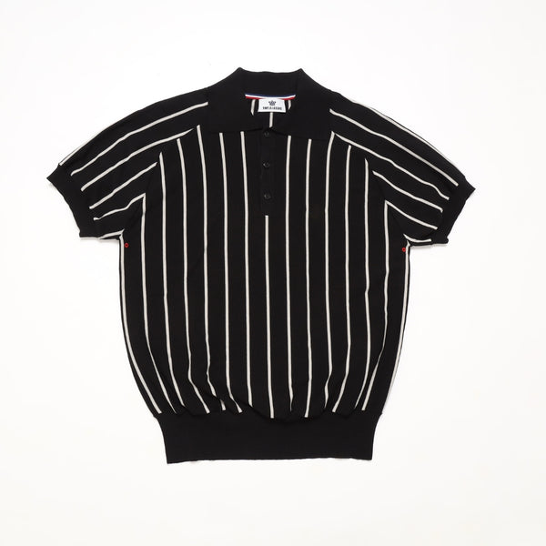 DRY KNIT STRIPE POLO SHIRTS/BLACK