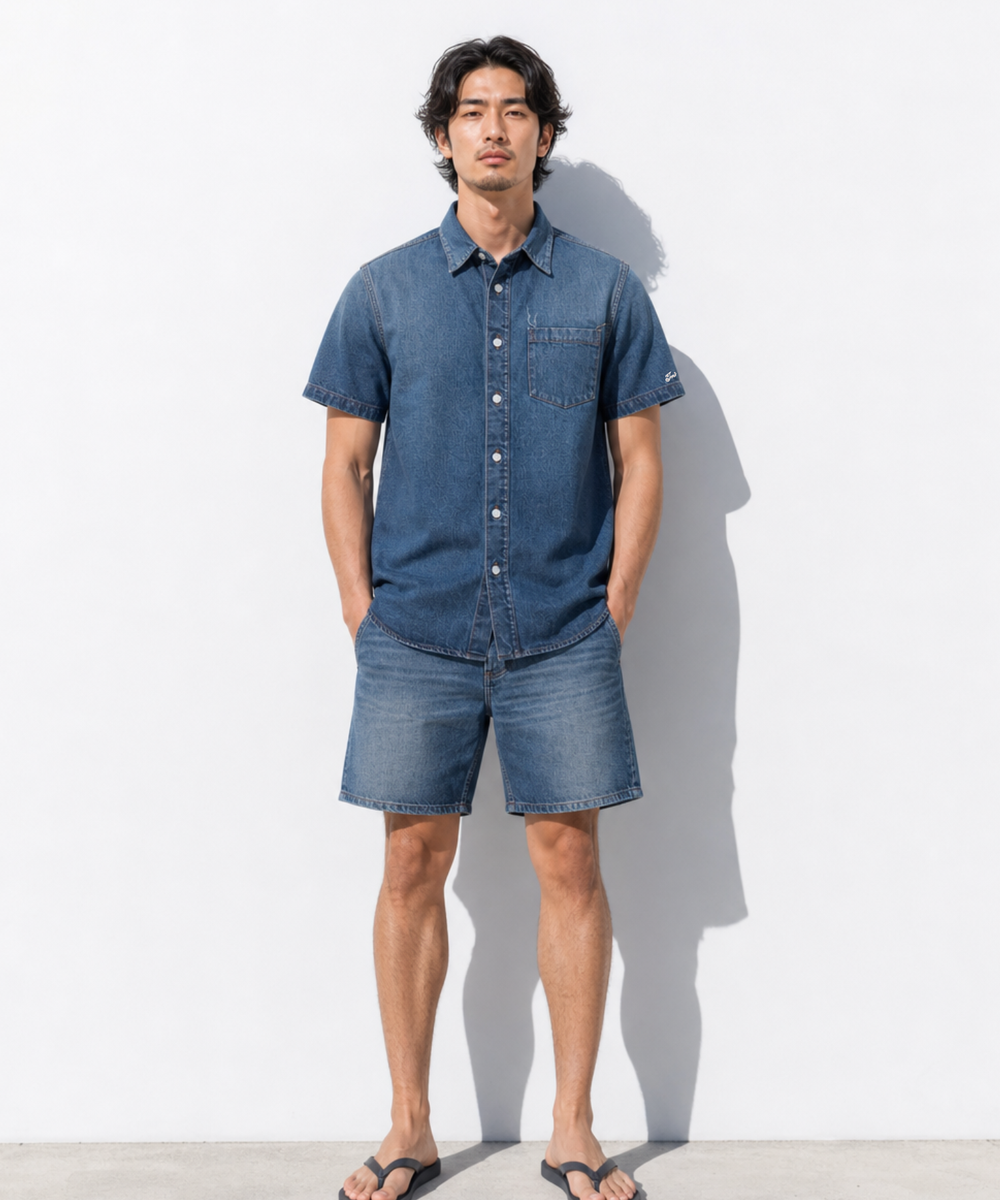 【8月下旬発送予定】DENIM SHORT SLEEVE SHIRTS（VINTAGE FINISH）