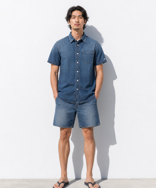【8月下旬発送予定】DENIM SHORT SLEEVE SHIRTS（VINTAGE FINISH）