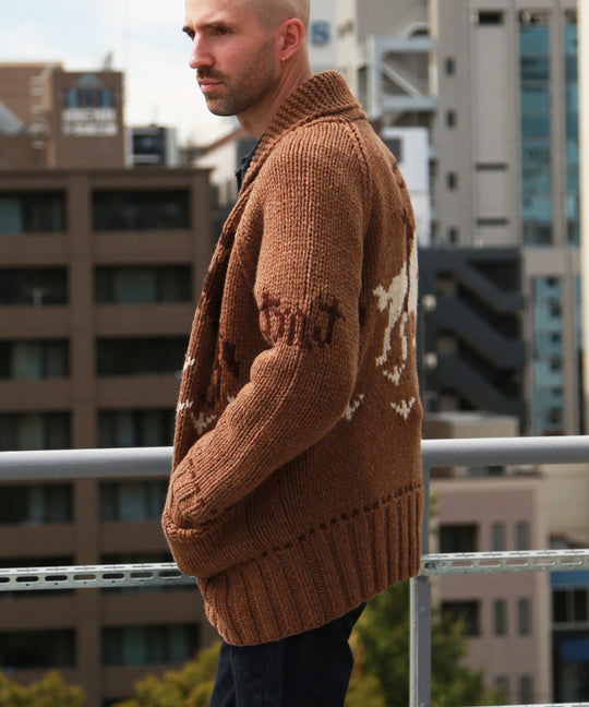 ROUGH GAUGE COWICHAN CARDIGAN／ BROWN