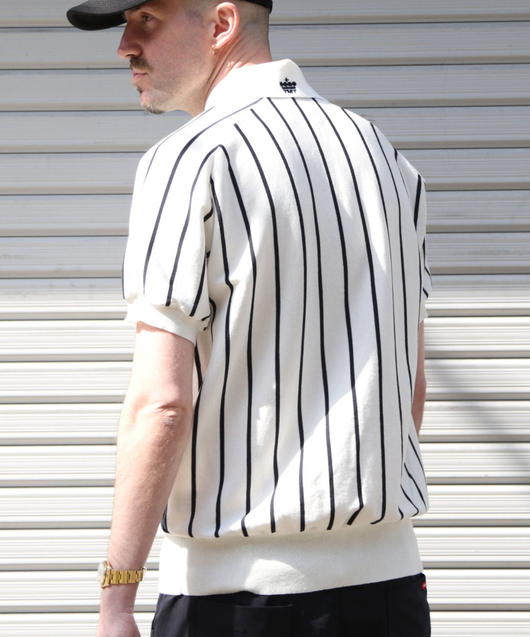 DRY KNIT STRIPE POLO SHIRTS／WHITE