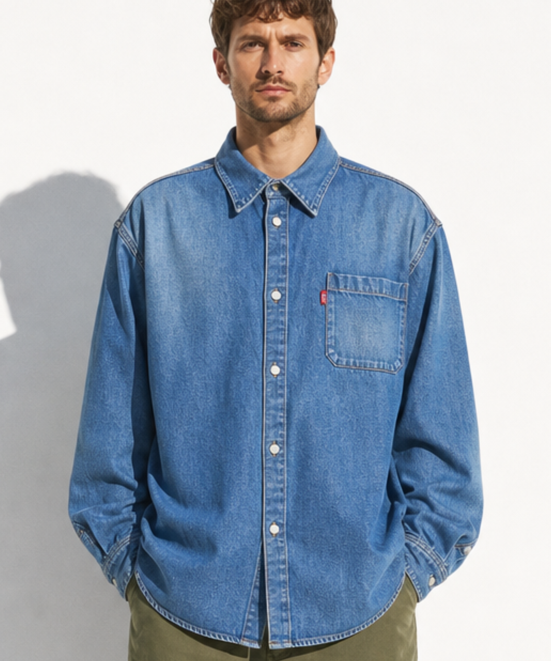 ※10月上旬発送予定※12oz DENIM WIDE SHIRTS (vintage finished)