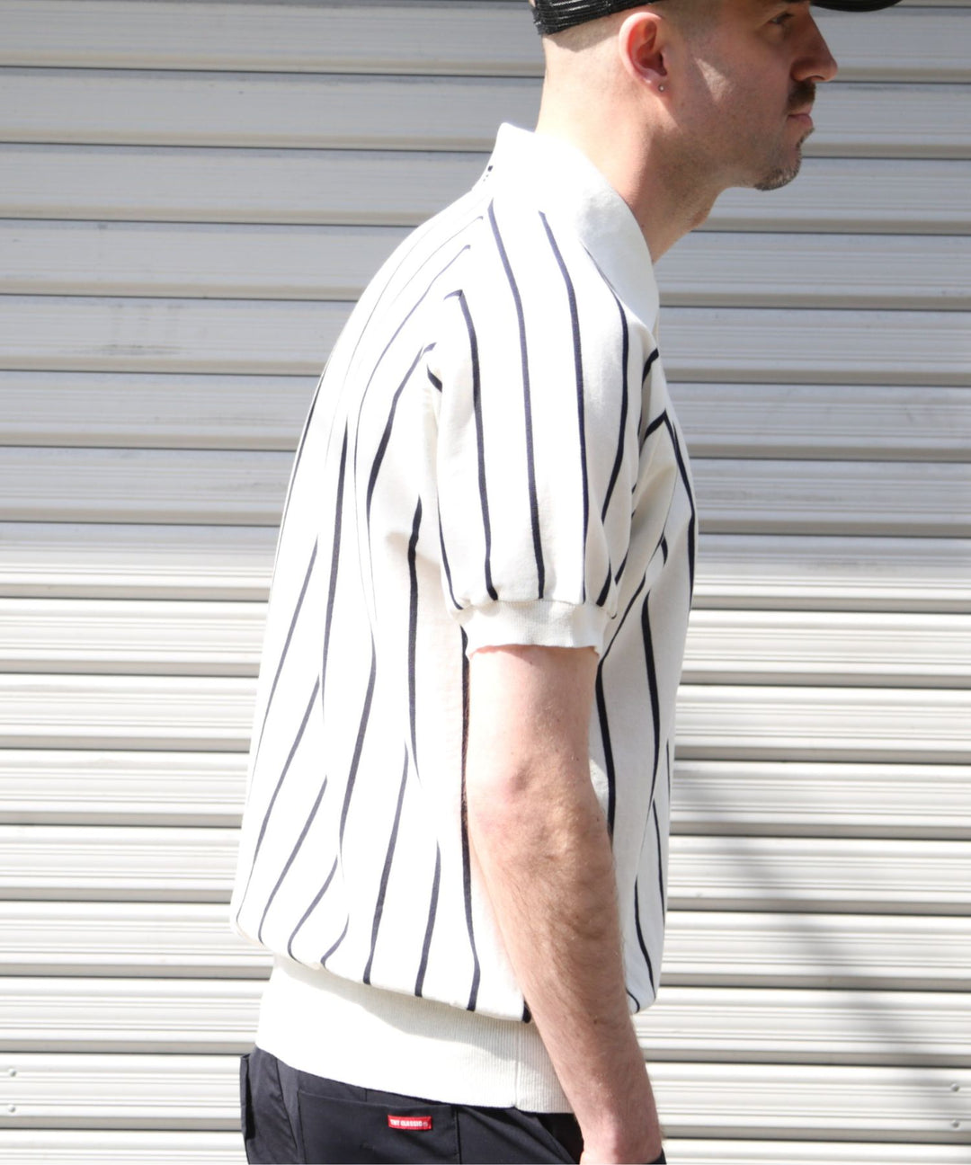 DRY KNIT STRIPE POLO SHIRTS／WHITE