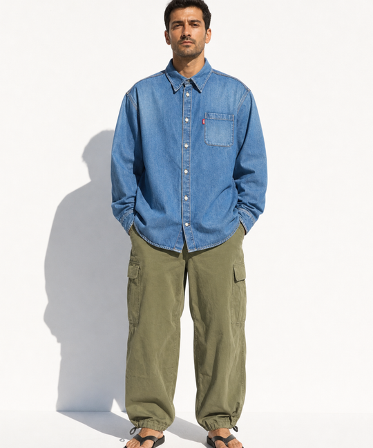 ※10月上旬発送予定※12oz DENIM WIDE SHIRTS (vintage finished)