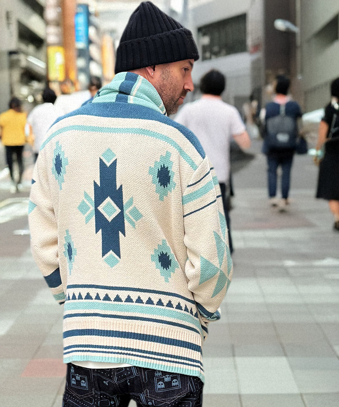 NATIVE KNIT CARDIGAN／WHITE