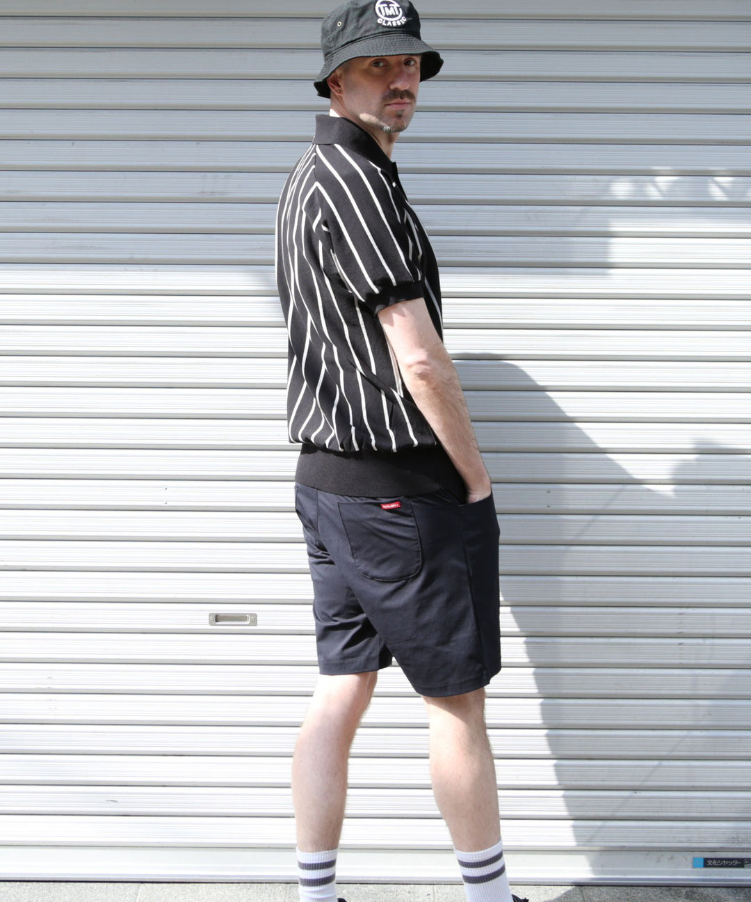 DRY KNIT STRIPE POLO SHIRTS／BLACK