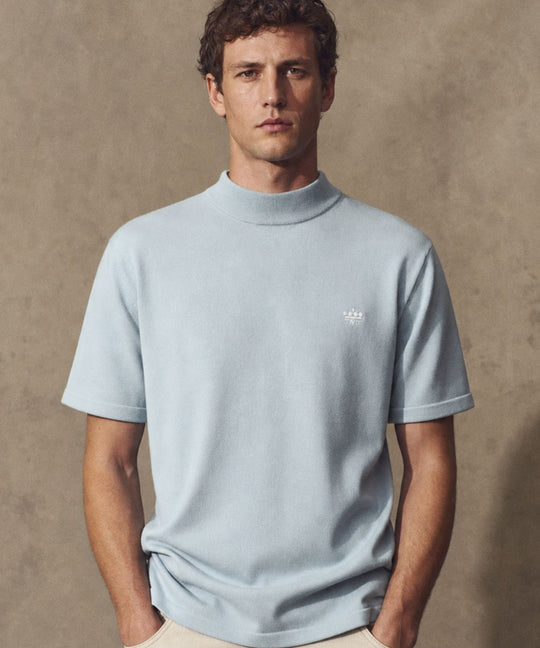 DRY KNIT MOCK NECK／SAX