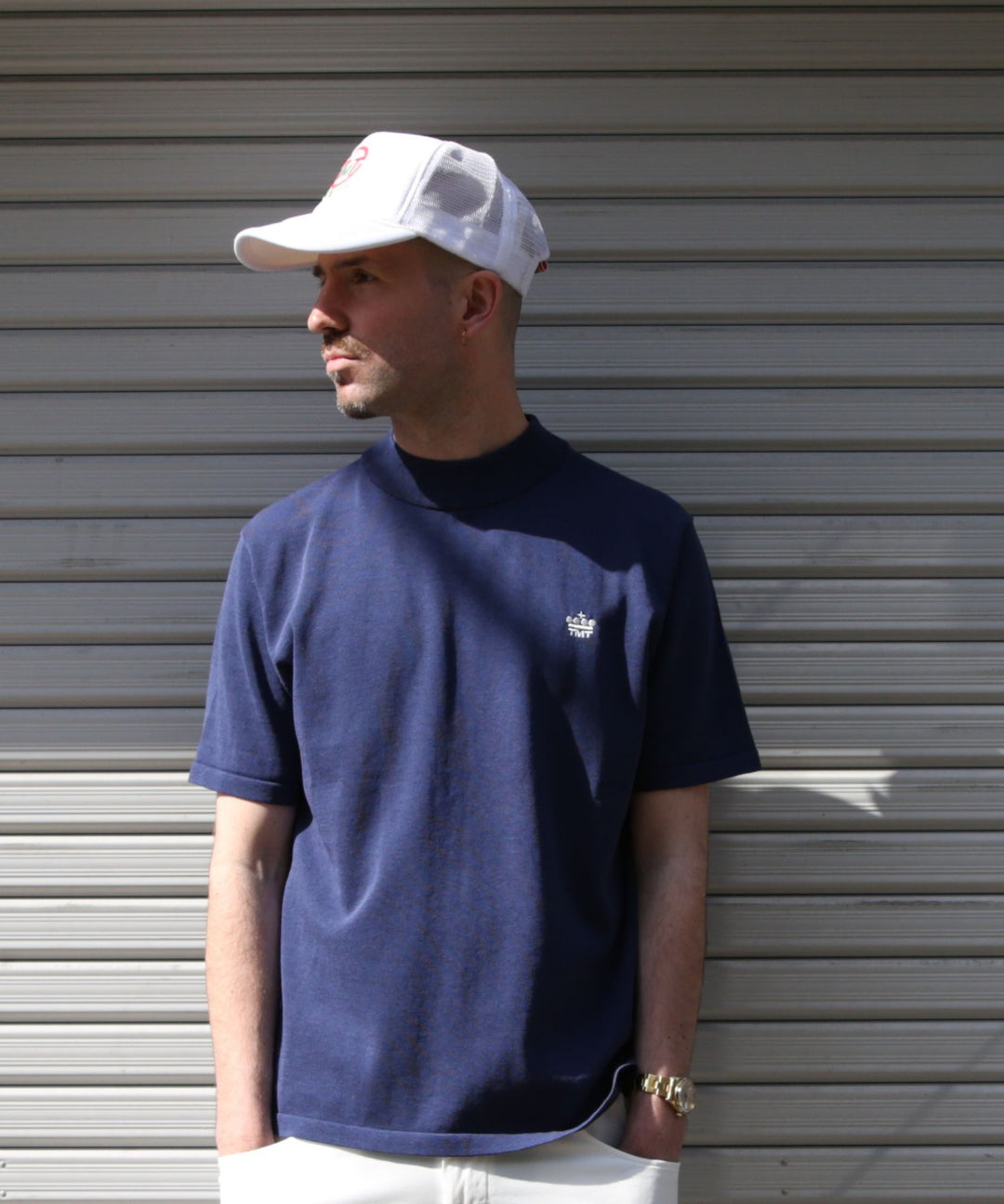 DRY KNIT MOCK NECK／NAVY