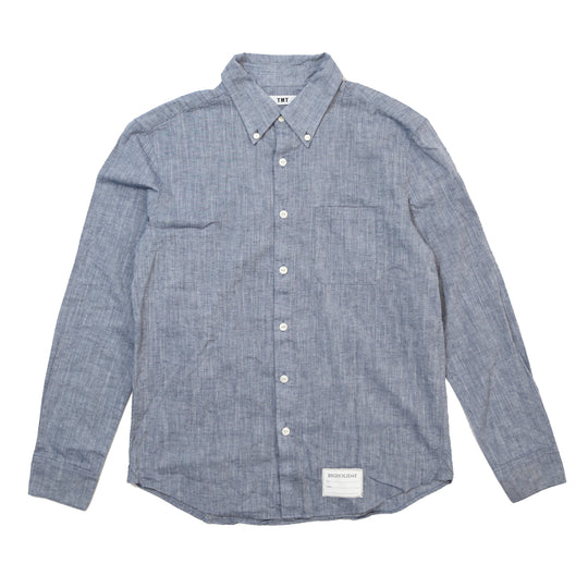 COTTON LINEN CHAMBRAY SHIRTS／ NAVY