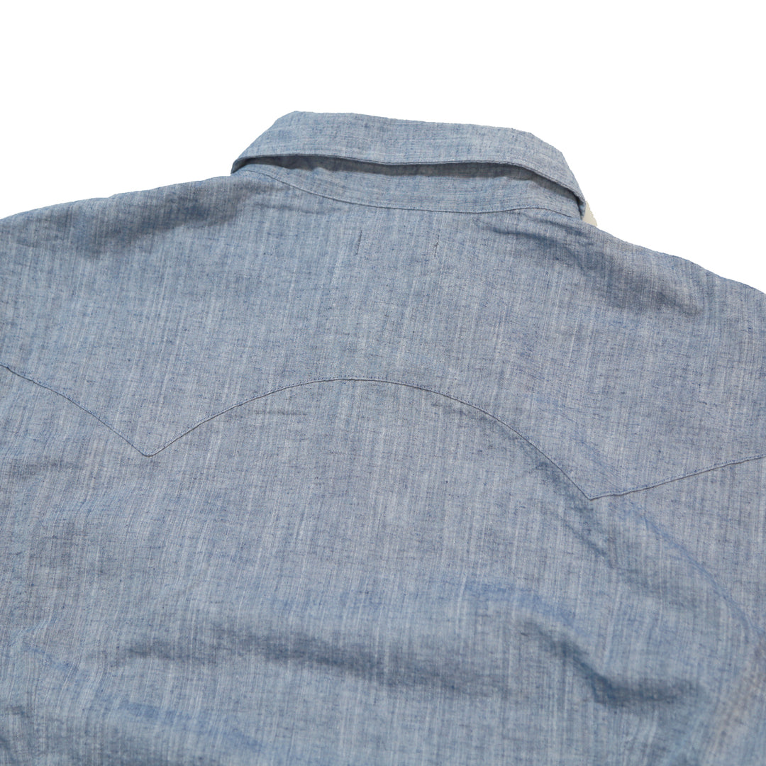 COTTON LINEN CHAMBRAY SHIRTS／ NAVY