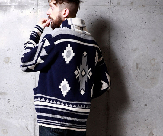 NATIVE KNIT CARDIGAN／NAVY