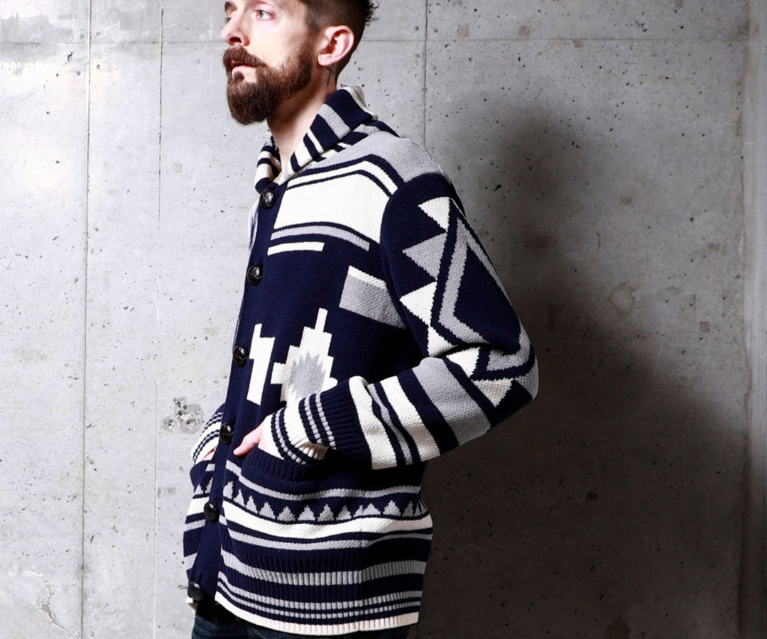 NATIVE KNIT CARDIGAN／NAVY