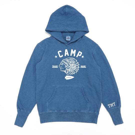【9月下旬発送予定】VINTAGE INDIGO DYE SWEAT HOODIE（indian head)／LIGHT INDIGO