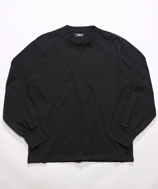 DRY COTTON JERSEY EMBROIDERY L/STEE／BLACK