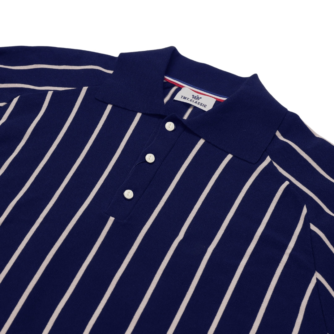 【5月中旬発送予定】DRY KNIT STRIPE POLO SHIRTS／NAVY