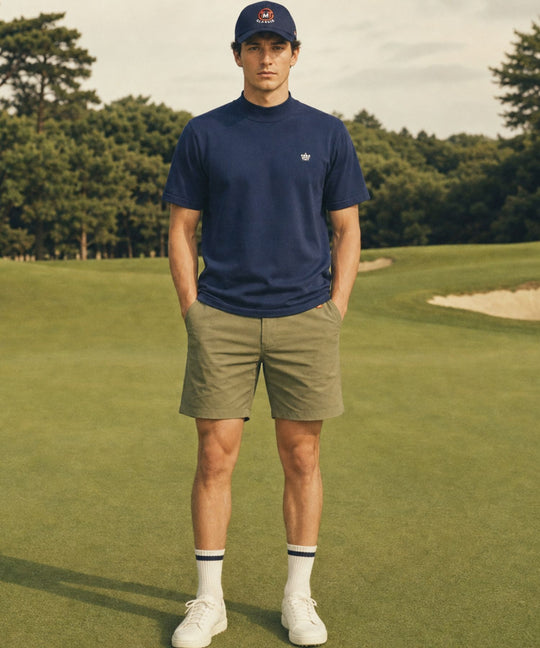 DRY KNIT MOCK NECK／NAVY