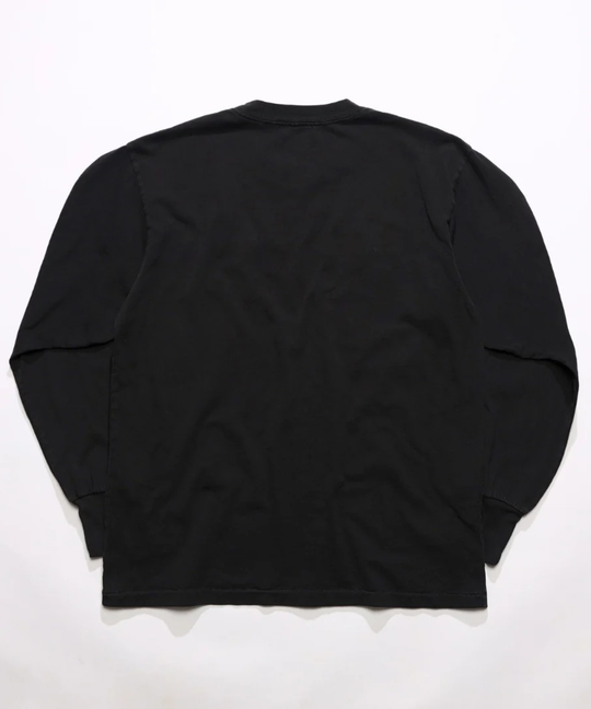 DRY COTTON JERSEY EMBROIDERY L/STEE／BLACK