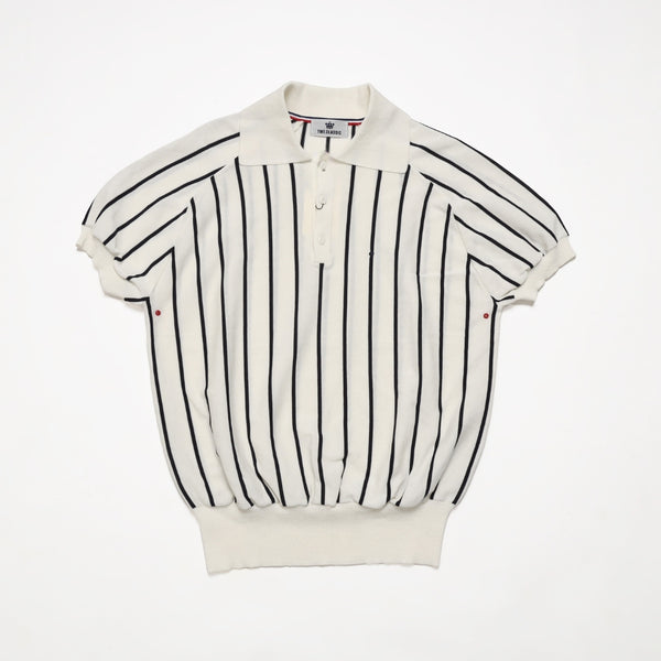 DRY KNIT STRIPE POLO SHIRTS／WHITE