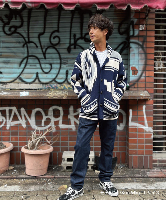 NATIVE KNIT CARDIGAN／BEIGE