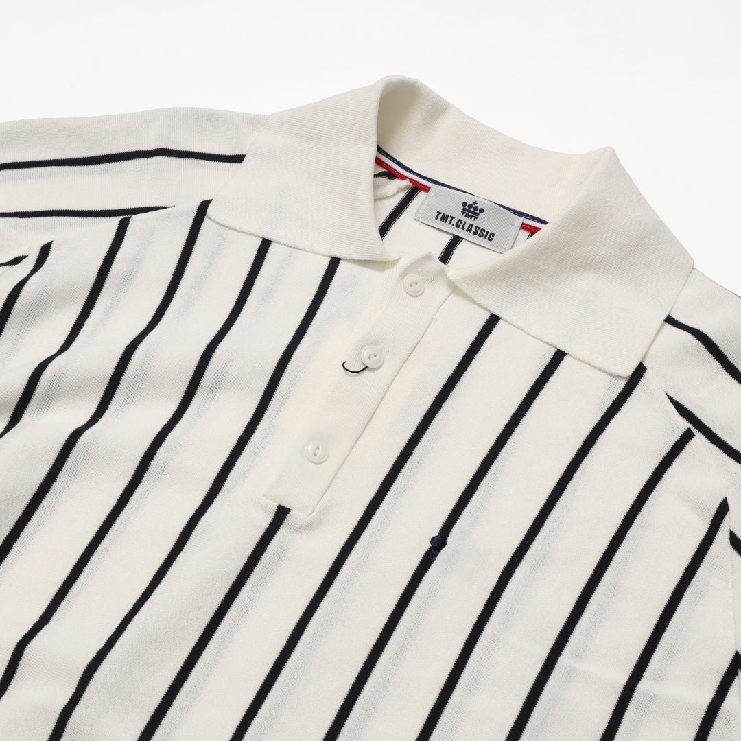 【5月中旬発送予定】DRY KNIT STRIPE POLO SHIRTS／WHITE