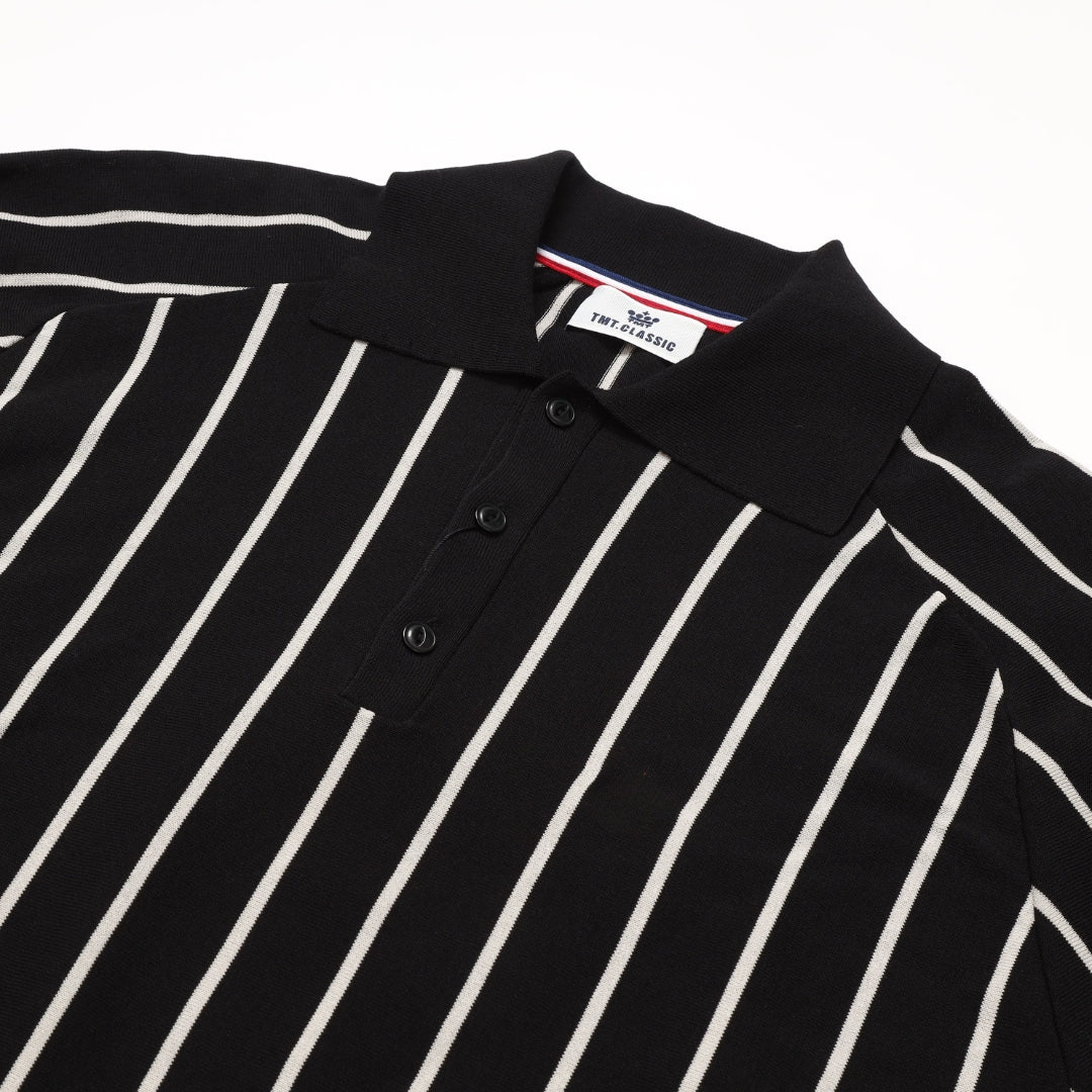 【5月中旬発送予定】DRY KNIT STRIPE POLO SHIRTS／BLACK