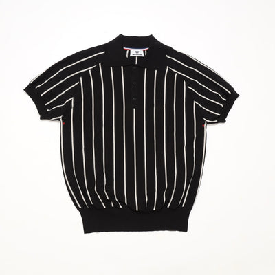 DRY KNIT STRIPE POLO SHIRTS／BLACK