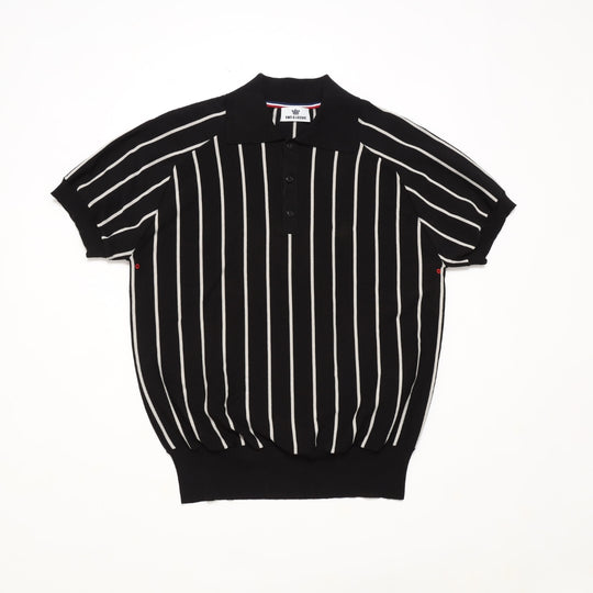 【5月中旬発送予定】DRY KNIT STRIPE POLO SHIRTS／BLACK