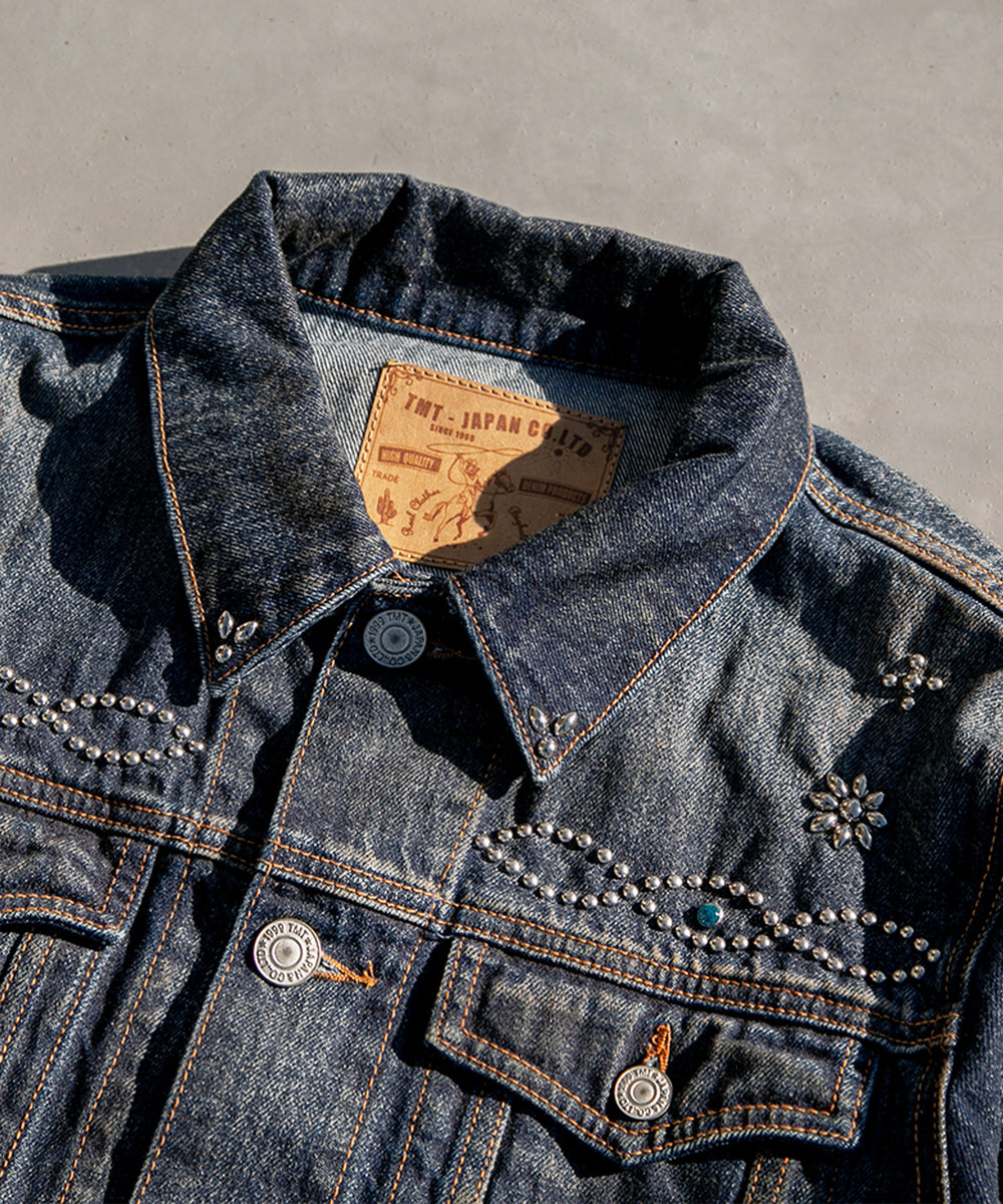 【受注販売限定/3月下旬頃発送】12oz SOFT DENIM TRUCKER JACKET（STUDS）