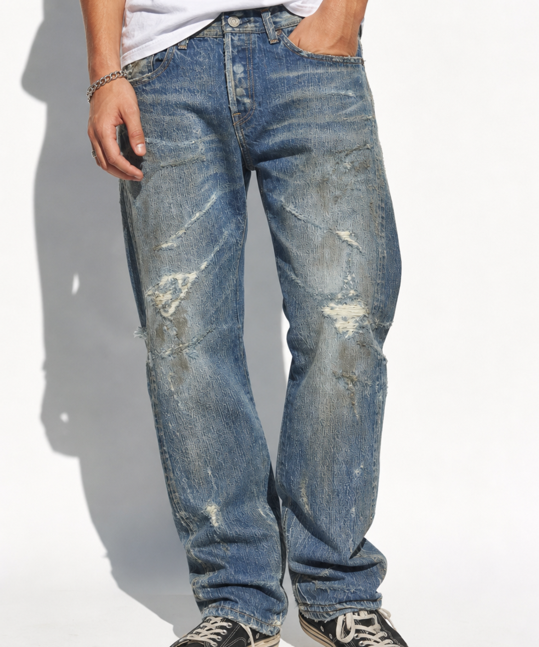※8月下旬発送予定【HQ DENIM】 5P TAPERED(dameged)