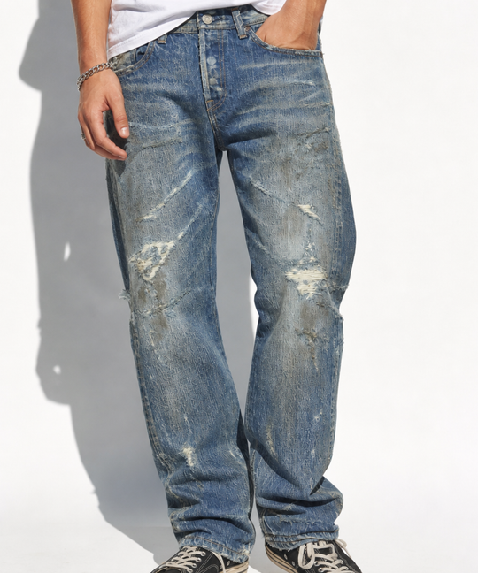※8月下旬発送予定【HQ DENIM】 5P TAPERED(dameged)