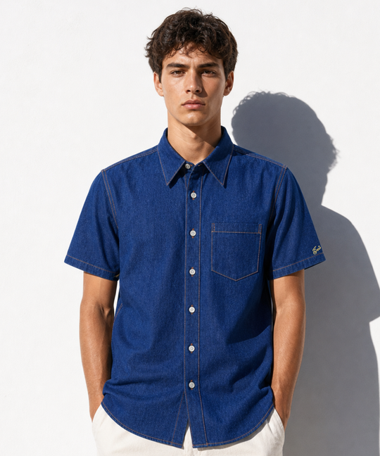 【7月下旬発送予定】DENIM SHORT SLEEVE SHIRTS（ONE WASH）