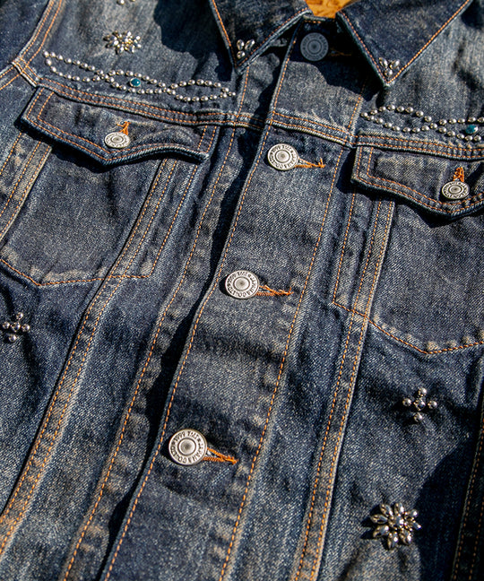 【受注販売限定/3月下旬頃発送】12oz SOFT DENIM TRUCKER JACKET（STUDS）