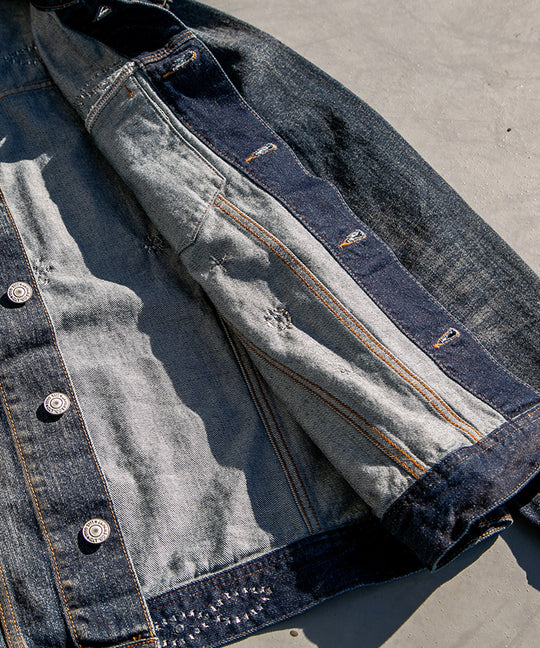 【受注販売限定/3月下旬頃発送】12oz SOFT DENIM TRUCKER JACKET（STUDS）
