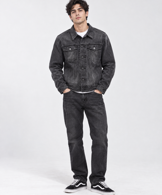 12oz SOFT BLACK DENIM TRUCKER JACKET