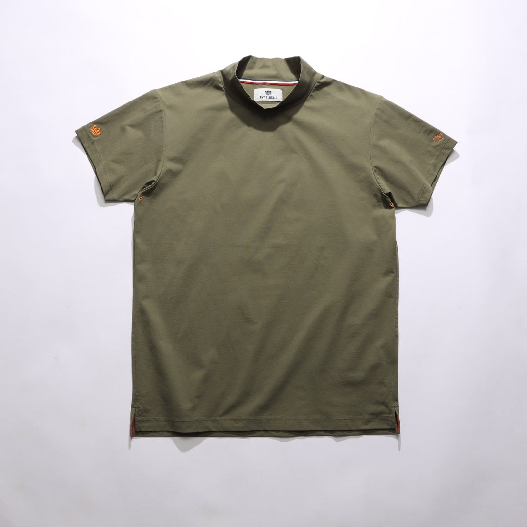 【4月上旬発送予定】【TMT×OceanPacific】 PEARTEX MOCK-NECK SHIRT／KHAKI