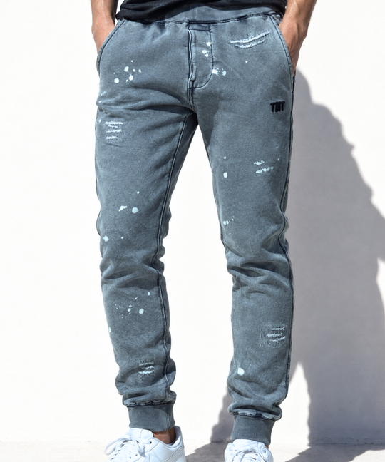 DAMAGED SLIM SWEAT PANTS