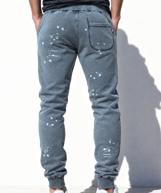 DAMAGED SLIM SWEAT PANTS