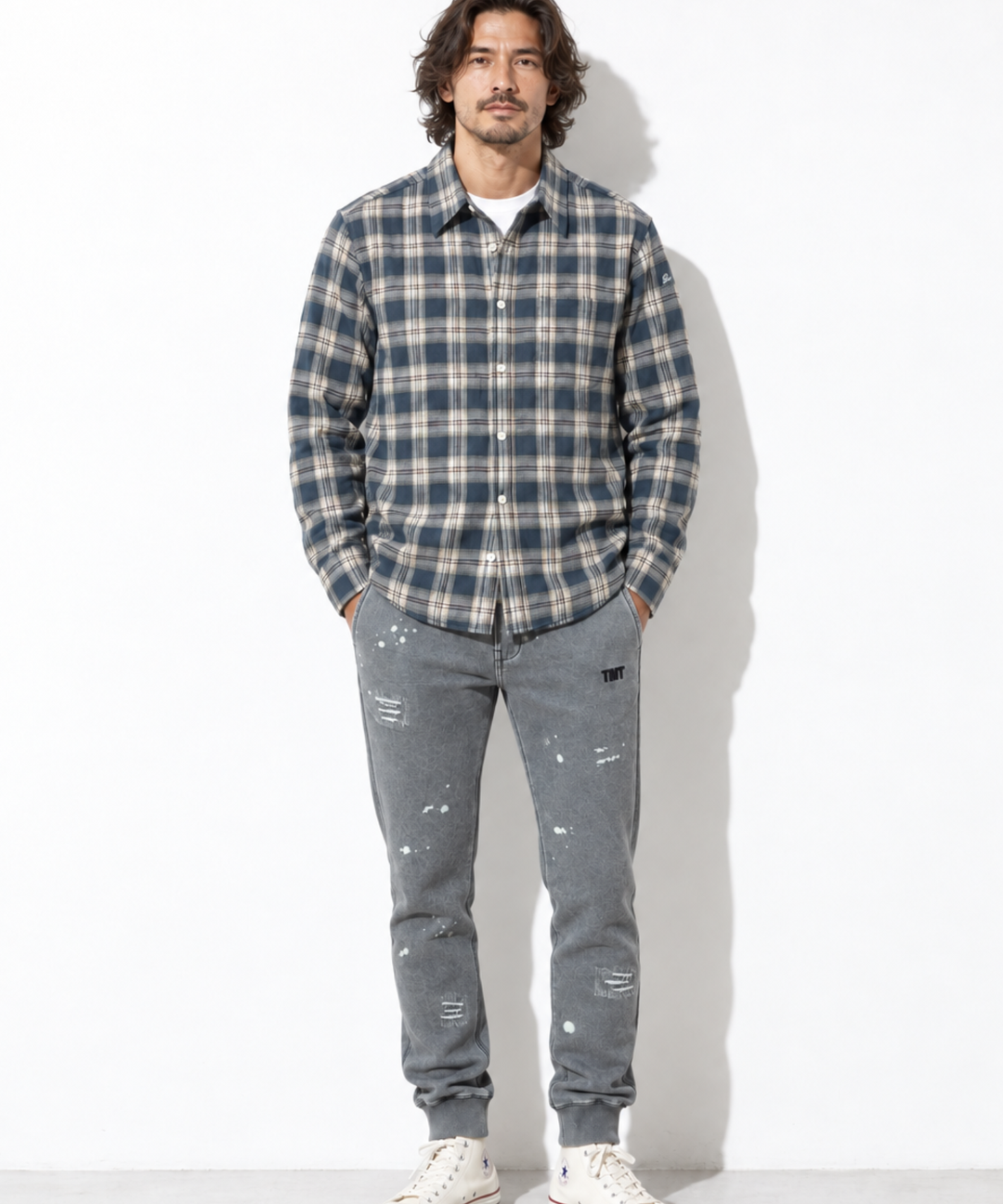 DAMAGED SLIM SWEAT PANTS