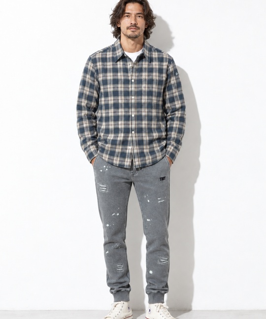 DAMAGED SLIM SWEAT PANTS