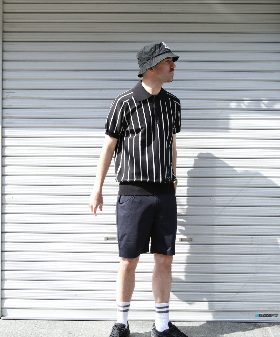 DRY KNIT STRIPE POLO SHIRTS／BLACK