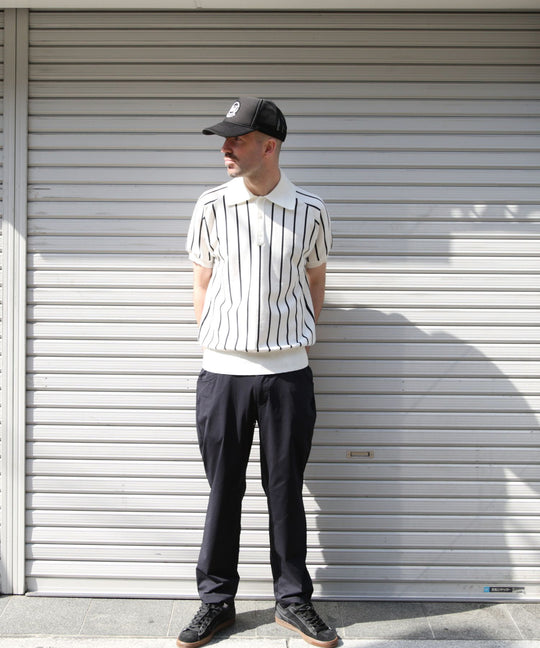 DRY KNIT STRIPE POLO SHIRTS／WHITE