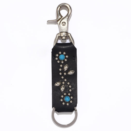 INDIGO LEATHER STADS KEY CHAIN