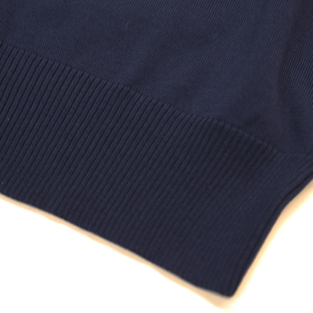 WIDE COLLAR KNIT POLO SHIRT / NAVY