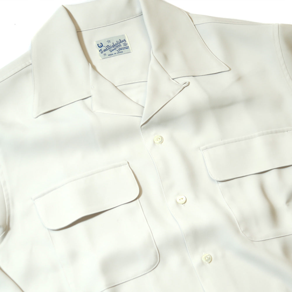 RELAX TWILL OPEN COLLAR SHIRTS / WHITE