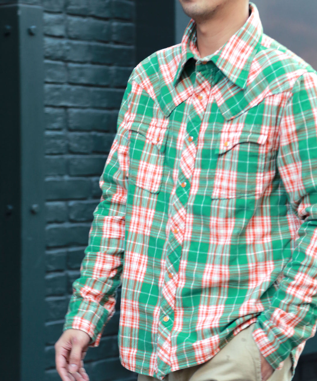 REVIVAL  W-GAUZE PLAID SHIRTS