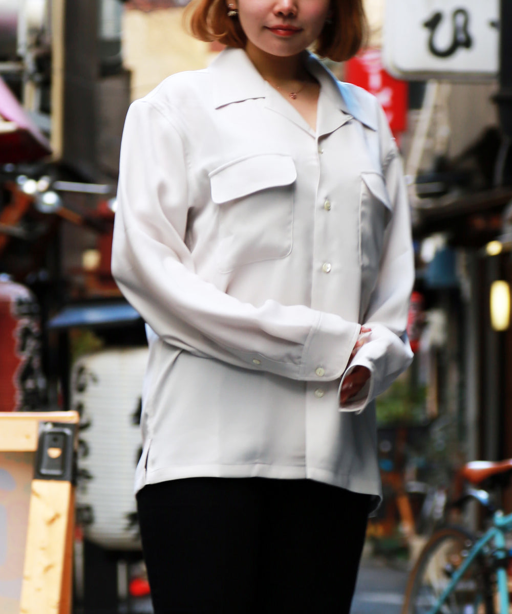 RELAX TWILL OPEN COLLAR SHIRTS / WHITE