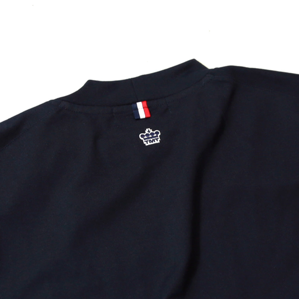 CODE EMBROIDERY MOCK-NECK SHIRT/ NAVY
