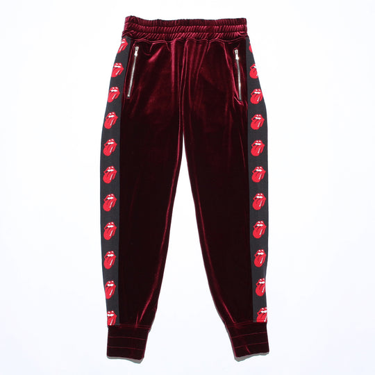 ローリングストーンズ×TMT  ベロアトラックパンツ ジャガード／バーガンディー