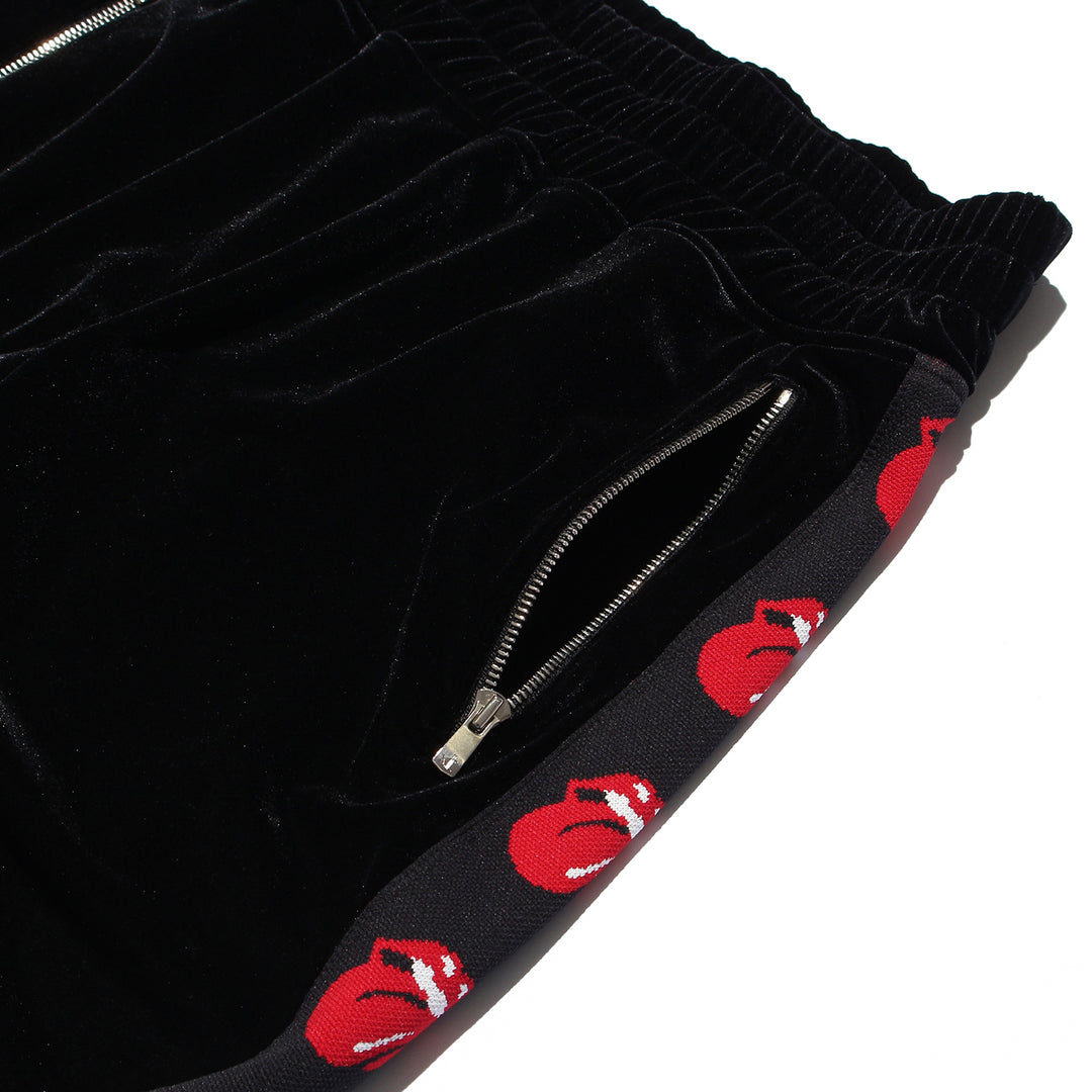 ローリングストーンズ×TMT  ベロアトラックパンツ ジャガード／バーガンディー